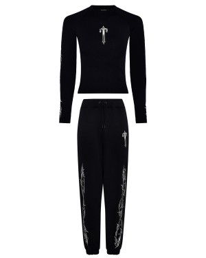 Trapstar Barbed Wire Cropped Top Oversized Trainingsanzug Damen Schwarz Schweiz | LWXGHJ587