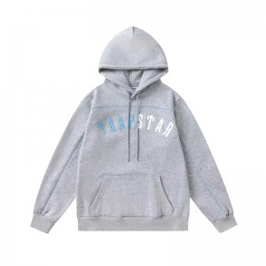 Trapstar Blue-White Logo Hoodie Herren Grau Schweiz | QBHVAN961