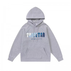 Trapstar Blue Logo Hoodie Herren Grau Schweiz | CZWHKO267