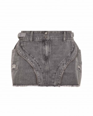 Trapstar Irongate T Denim Zip Detail Mini Röcke Damen Grau Schweiz | QYUKWO520