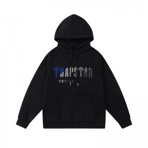 Trapstar It’s A Secret Blue-Gray Logo Hoodie Herren Schwarz Schweiz | XPTOEJ537