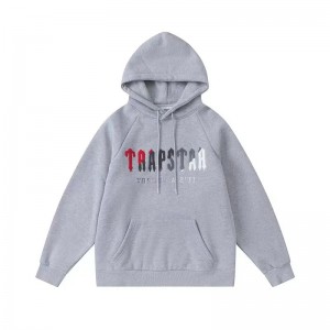 Trapstar It’s A Secret Red-Gray Logo Hoodie Herren Grau Schweiz | HAWFCG065