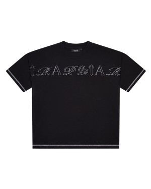 Trapstar Patchwork Script T-Shirt Herren Schwarz Schweiz | CXEPIU295