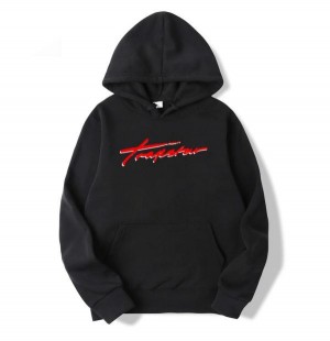 Trapstar Red Logo Hoodie Herren Schwarz Schweiz | YTHAQW739