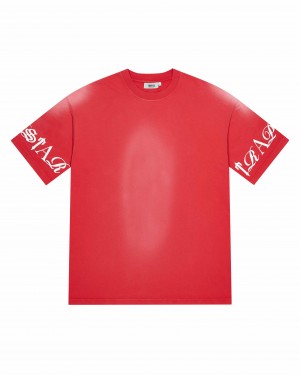 Trapstar Script T-Shirt Herren Rot Schweiz | DHZLJX561