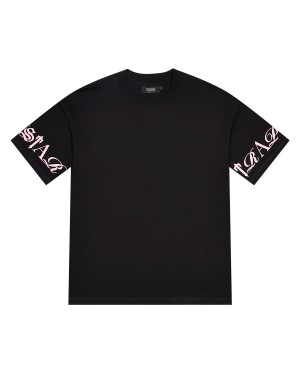 Trapstar Script T-Shirt Herren Schwarz Rosa Schweiz | SMYCNF374