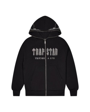 Trapstar Skull Decoded Diamante Hoodie Herren Schwarz Schweiz | YUQMPI139