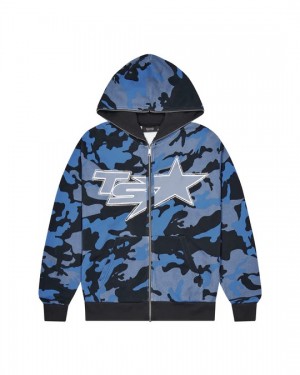 Trapstar Ta Star Hoodie Herren Camouflage Blau Schweiz | GTEBJP940