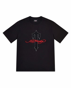 Trapstar X Ed Hardy Ironagte T-Shirt Herren Schwarz Schweiz | UXBSLN609