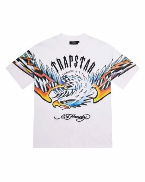 Trapstar x Ed Hardy Arched Eagle T-Shirt Herren Weiß Schweiz | MTAPUW560