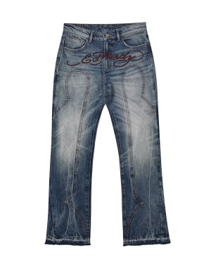 Trapstar x Ed Hardy Denim Jeans Herren Blau Schweiz | TRXEIH142