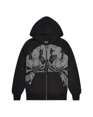 Trapstar x Ed Hardy Irongate Zip Through Hoodie Herren Schwarz Schweiz | NYFZAT615