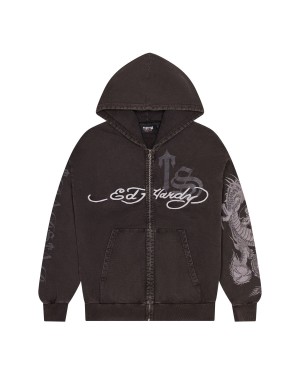 Trapstar x Ed Hardy Script Hoodie Herren Grau Schweiz | GPUVET825