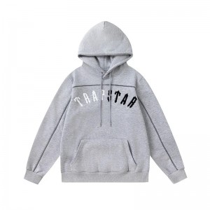 Trapstar White-Black Logo Hoodie Herren Grau Schweiz | GSDZBU286