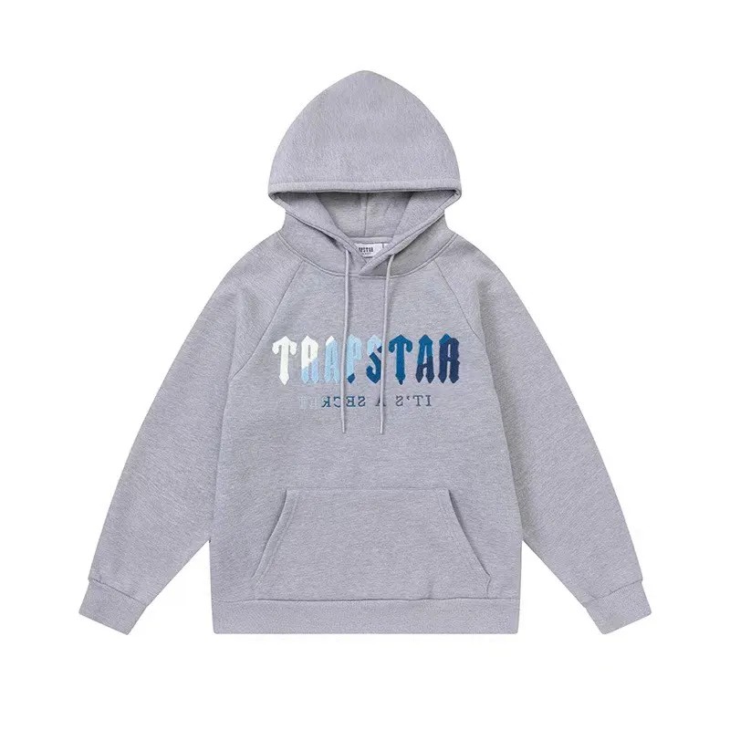 Trapstar Blue Logo Hoodie Herren Grau Schweiz | CZWHKO267