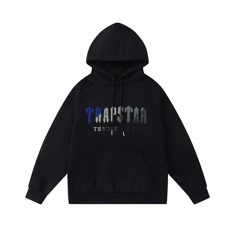 Trapstar It’s A Secret Blue-Gray Logo Hoodie Herren Schwarz Schweiz | XPTOEJ537