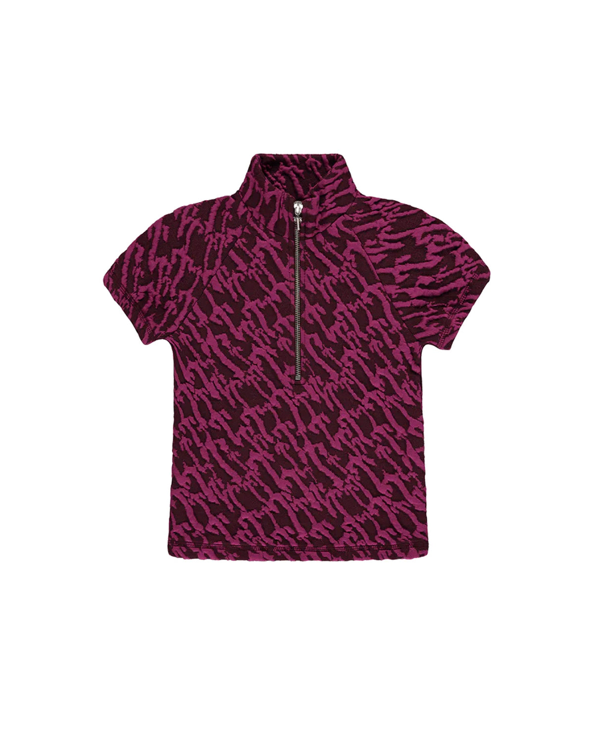 Trapstar Jacquard Fitted Zip Crop Top T-Shirt Damen Bordeaux Rosa Schweiz | LTRIBG713