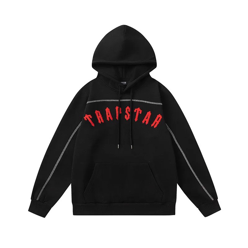 Trapstar Red Logo Hoodie Herren Schwarz Schweiz | DBCKIN579