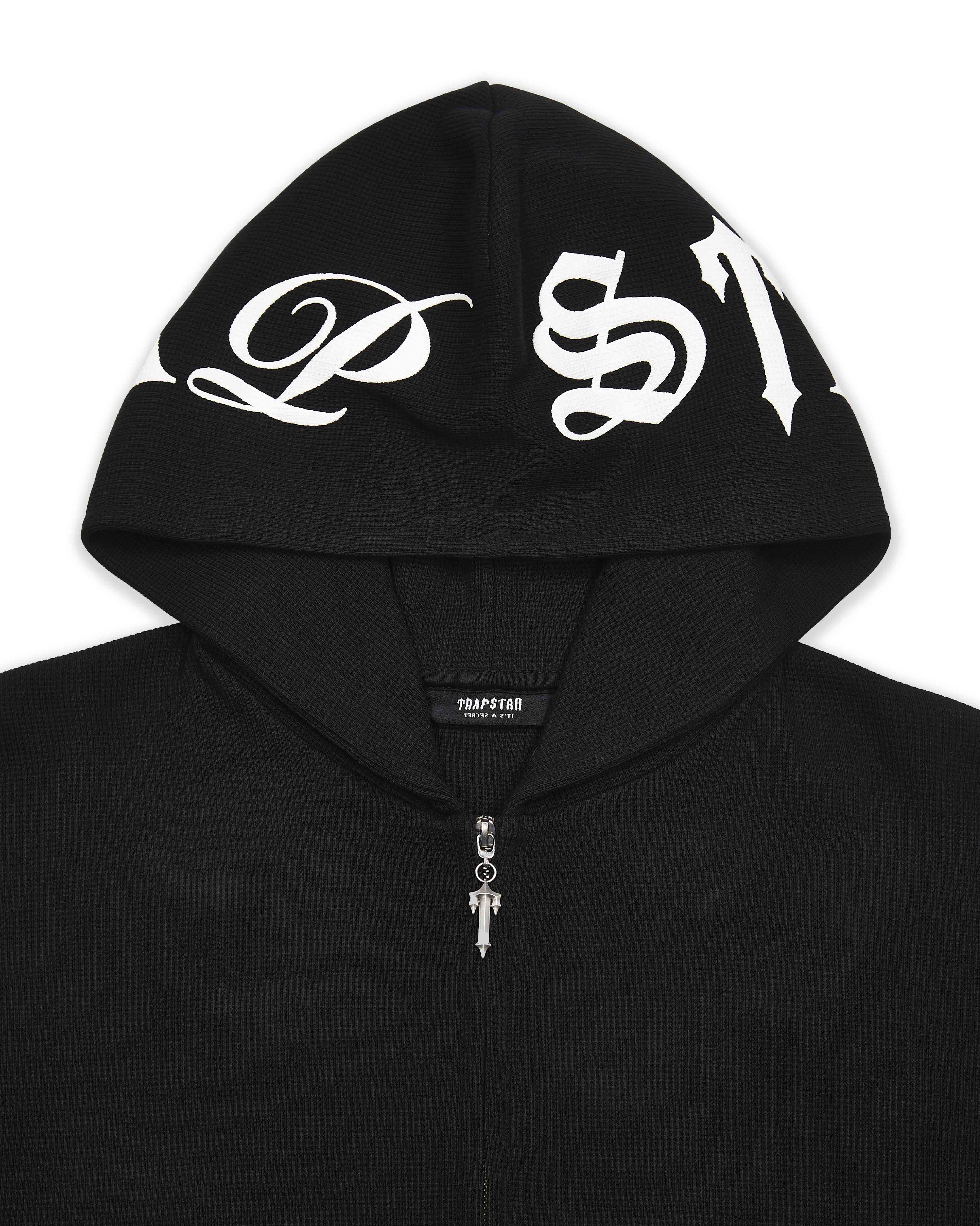 Trapstar Script Waffle Hoodie Herren Schwarz Schweiz | HXMDJP356