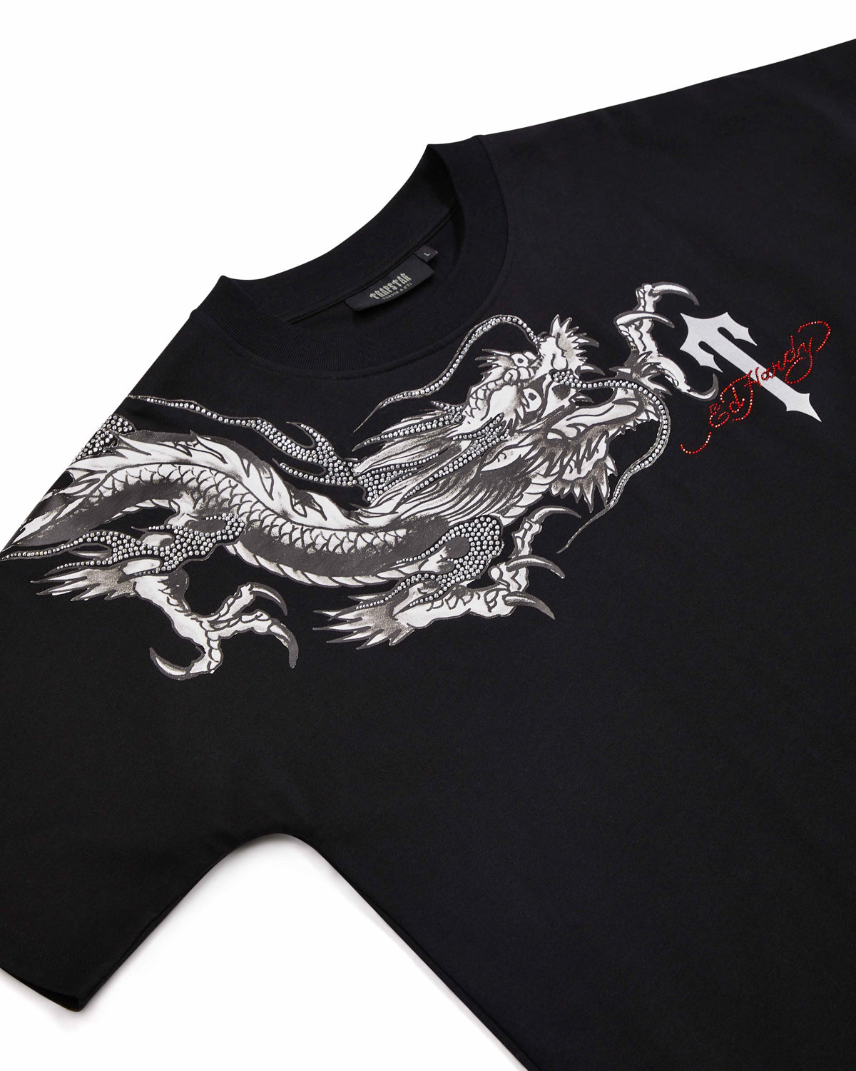 Trapstar x Ed Hardy Dragon with Diamanté T-Shirt Herren Schwarz Schweiz | DYXPLG840