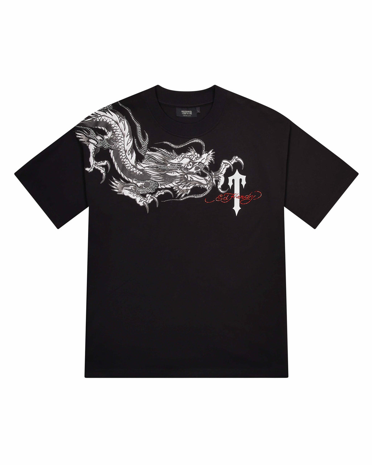 Trapstar x Ed Hardy Dragon with Diamanté T-Shirt Herren Schwarz Schweiz | DYXPLG840