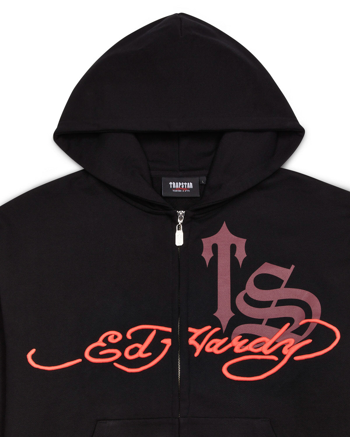 Trapstar x Ed Hardy Script Hoodie Herren Schwarz Rot Schweiz | UCGBZA401