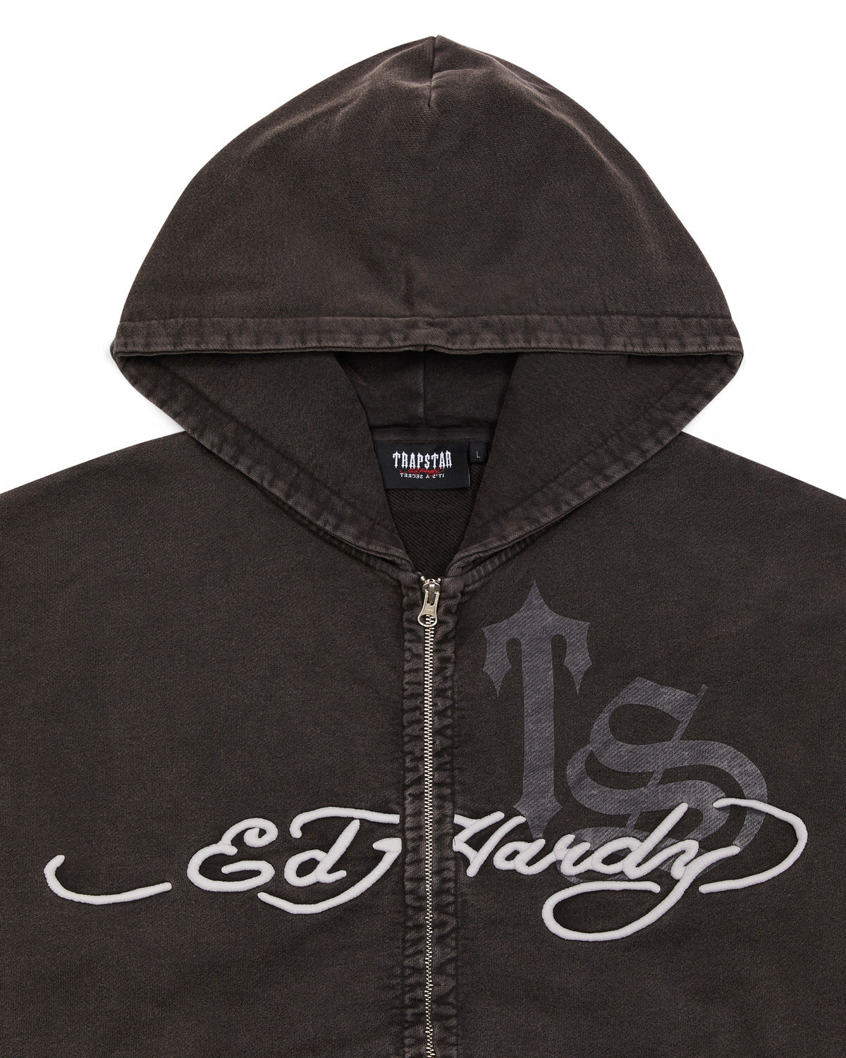 Trapstar x Ed Hardy Script Hoodie Herren Grau Schweiz | GPUVET825