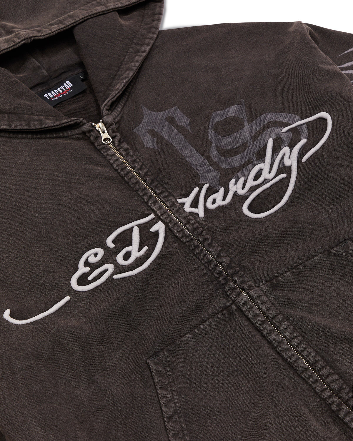 Trapstar x Ed Hardy Script Hoodie Herren Grau Schweiz | GPUVET825