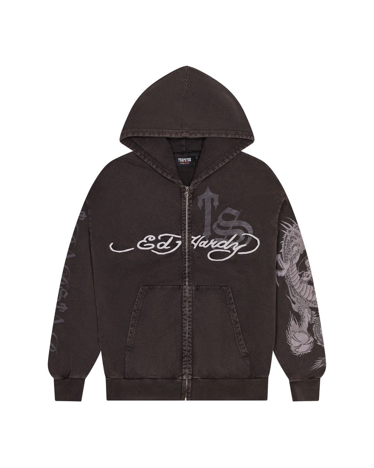 Trapstar x Ed Hardy Script Hoodie Herren Grau Schweiz | GPUVET825